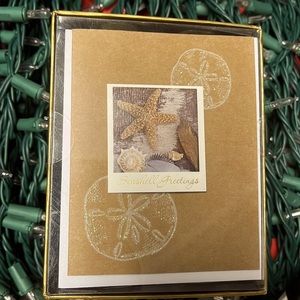 12 Holiday Boxed Cards & Envelopes Seashell Nautical Beach